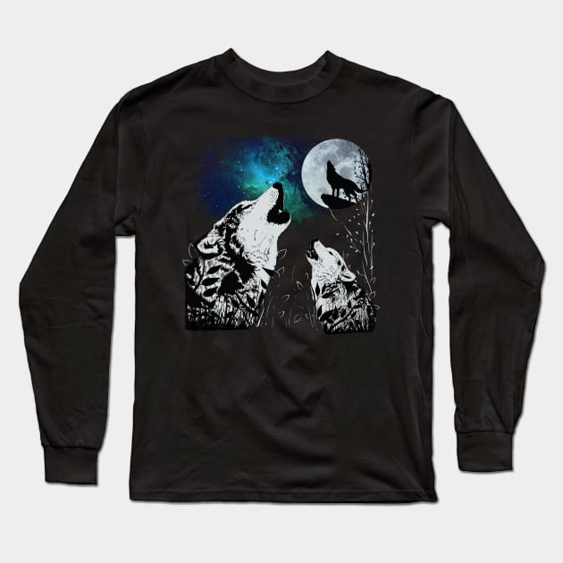 3 wolf in a moon Long Sleeve T-Shirt by diardo